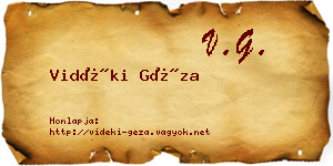 Vidéki Géza névjegykártya