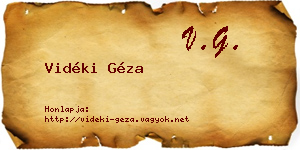 Vidéki Géza névjegykártya